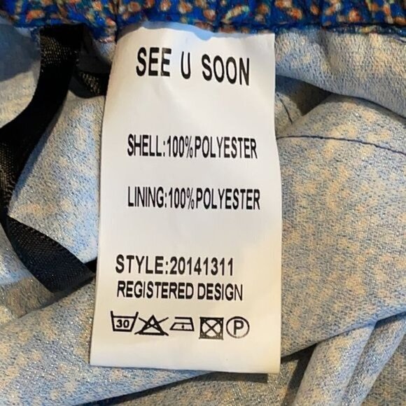 NWT See U Soon Anthropologie Blue Glitter Confetti High Waisted Shorts Sz 4 - Picture 12 of 13